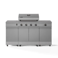 TYTUS Fresno 5-Burner LP/NG Convertible Grill in Gunmetal + Carbon Wood