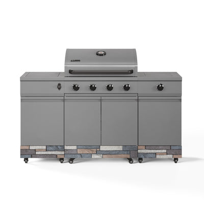 TYTUS Fresno 5-Burner LP/NG Convertible Grill in Gunmetal + Ash Stone