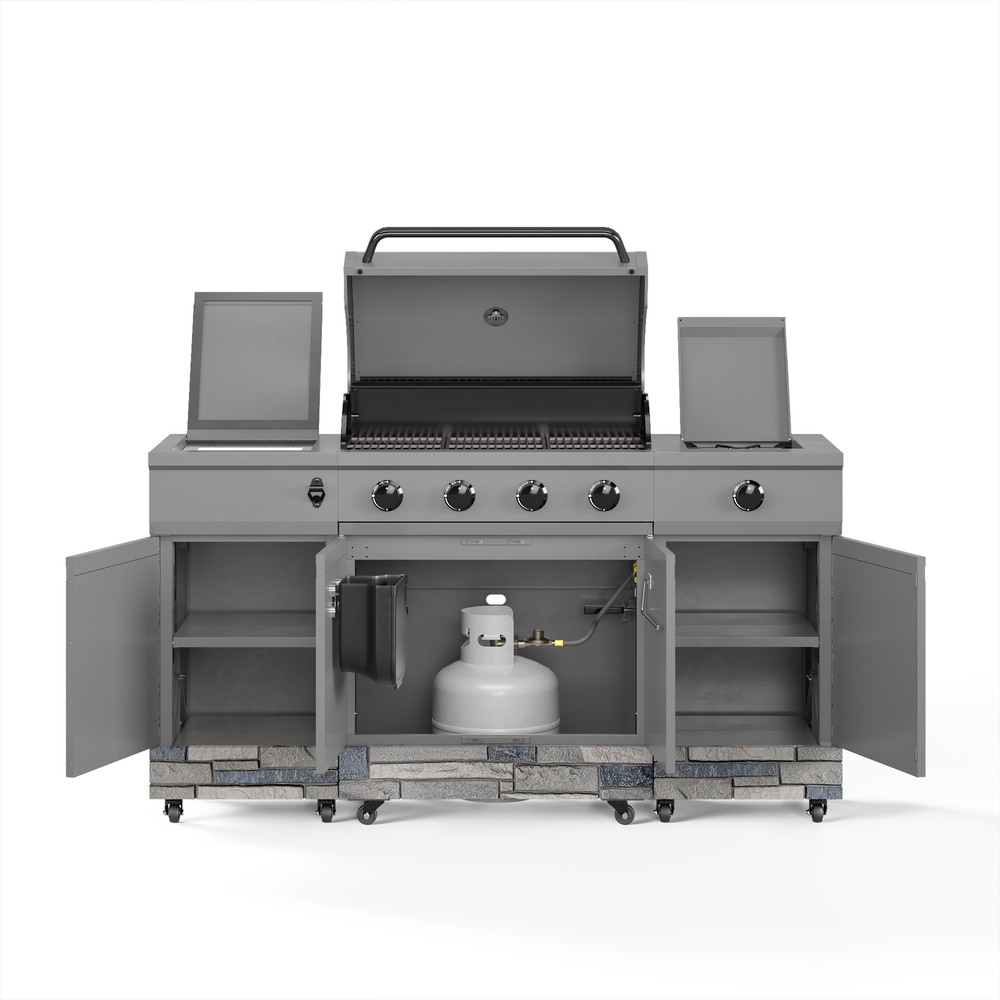 TYTUS Fresno 5-Burner LP/NG Convertible Grill in Gunmetal + Shadow Stone