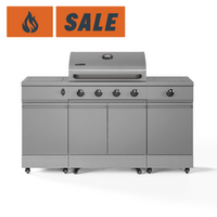 TYTUS Fresno 5-Burner LP/NG Convertible Grill in Gunmetal + Carbon Wood