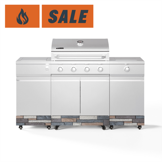 TYTUS Fresno 5-Burner LP/NG Convertible Grill in Stainless Steel + Ash Stone