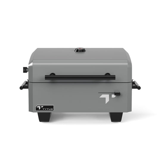 TYTUS Emberwood Charcoal Grill: Gunmetal Gray Portable Charcoal Grill with Logo, Outdoor Cooking