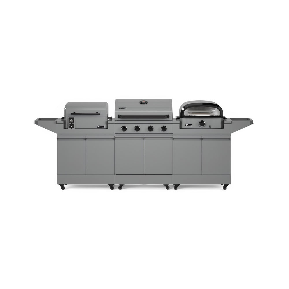 TYTUS Modular Grilling Collection 4-Burner Gas Grill, Pellet Smoker with Cart and Pizza Oven with Cart