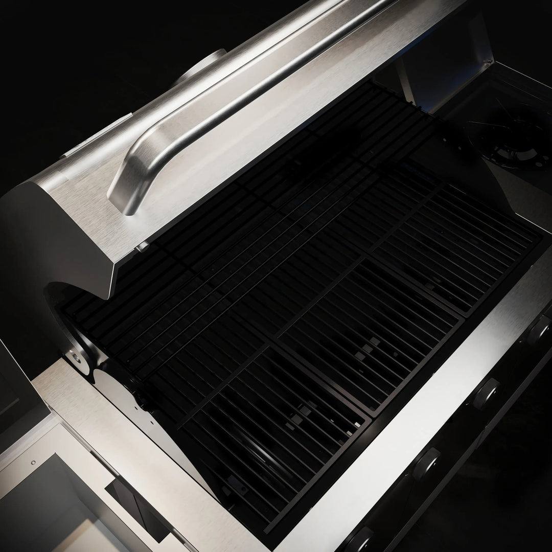 Fresno 5-Burner LP/NG Convertible Grill in Stainless Steel + Carbon Wood