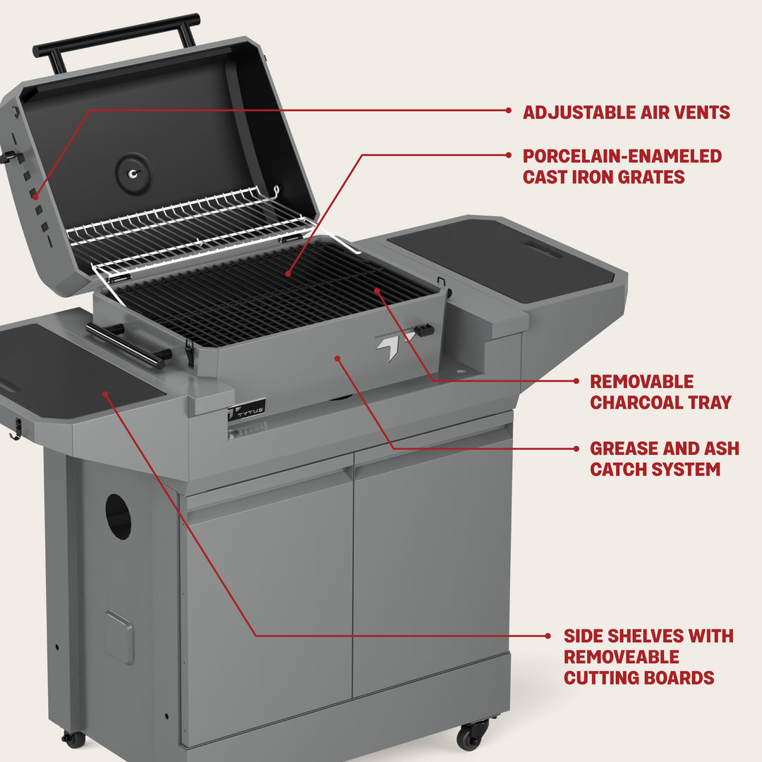 Emberwood Charcoal Grill with Grill and Prep Cart