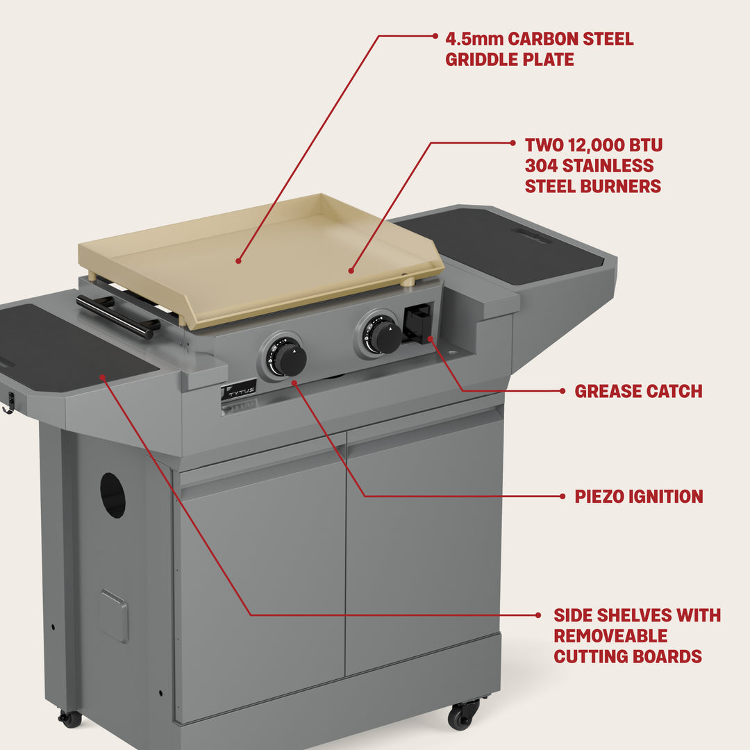 Emberwood Gas Griddle with Grill and Prep Cart