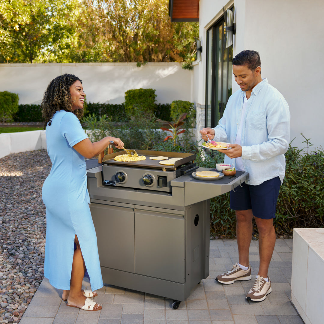 Emberwood Gas Griddle with Grill and Prep Cart