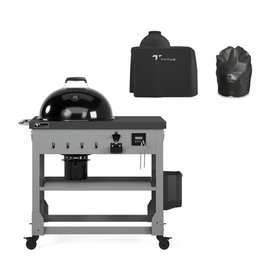 TYTUS Anaheim 21” Charcoal Kettle Grill and Cart with Storage Bag, Temperature Probes and Cover