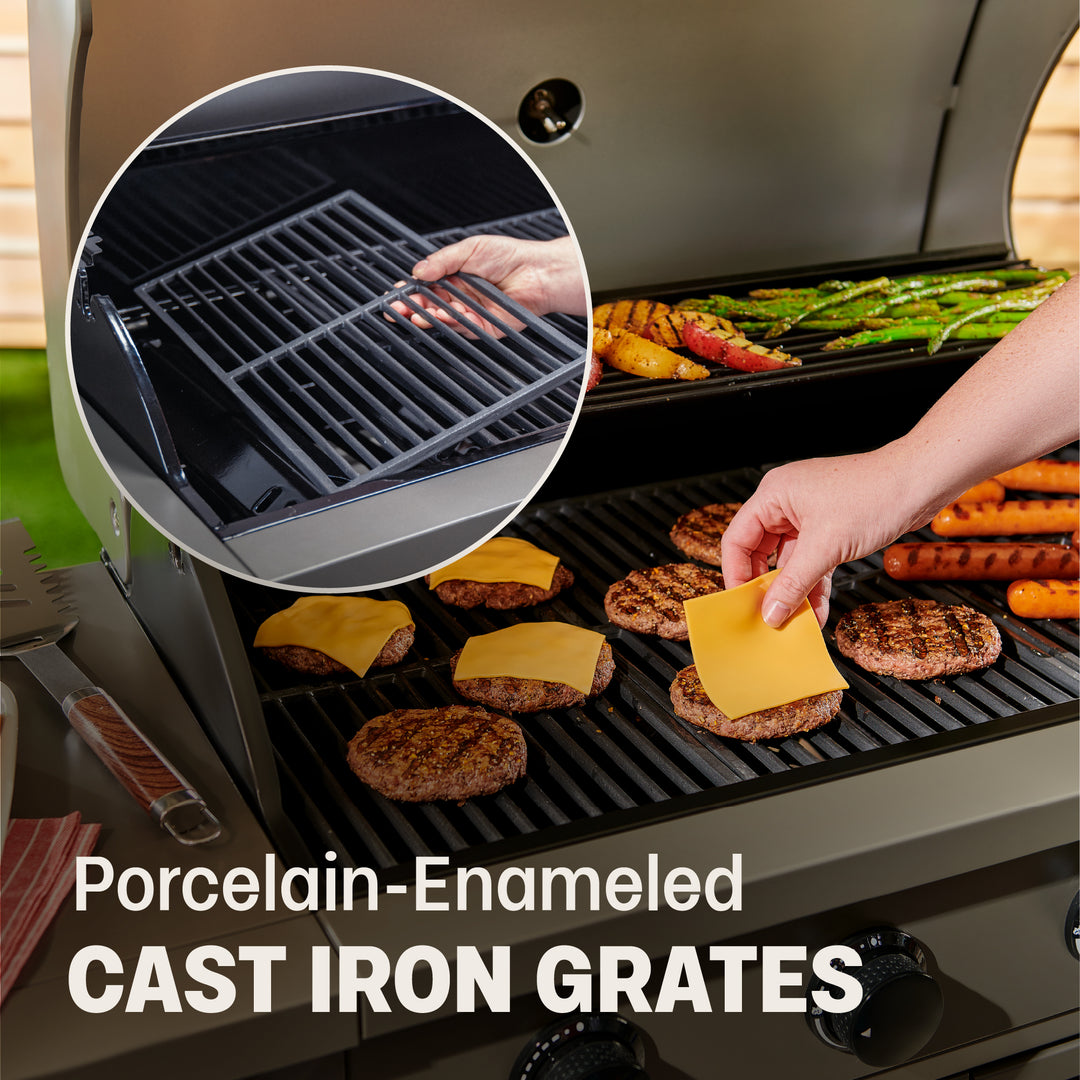 TYTUS Fresno 4-Burner Gas Grill Island with Side Burner and Ice Bucket in Gunmetal Gray