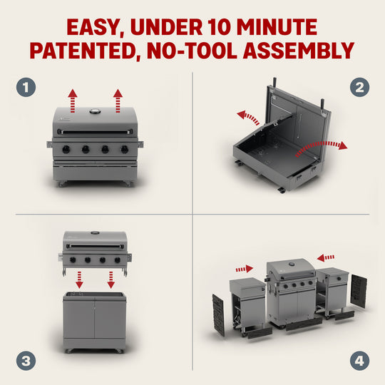 TYTUS Fresno 5-Burner LP/NG Convertible Grill in Gunmetal + Ash Stone