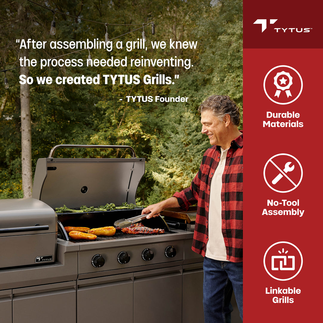 TYTUS Modular Trio with 4-Burner Gas Grill, Pellet Grill and Gas Pizza Oven