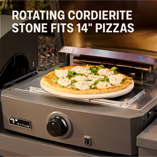 TYTUS Emberwood Gas Tabletop Pizza Oven with Grill and Prep Cart