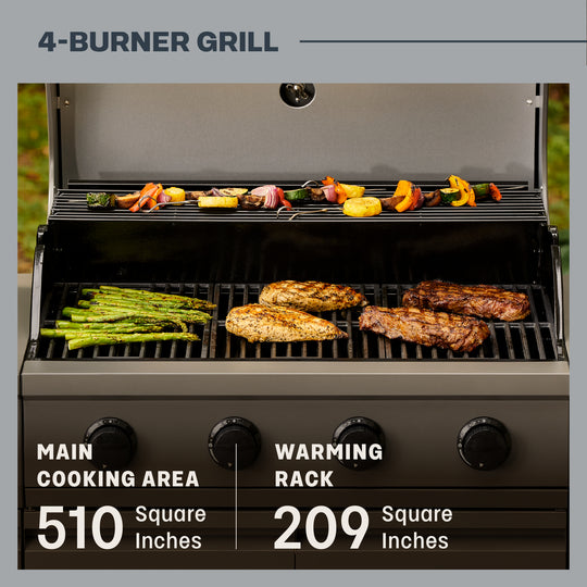 TYTUS Modular Trio with 4-Burner Gas Grill, Charcoal Grill and 2-Burner Gas Griddle