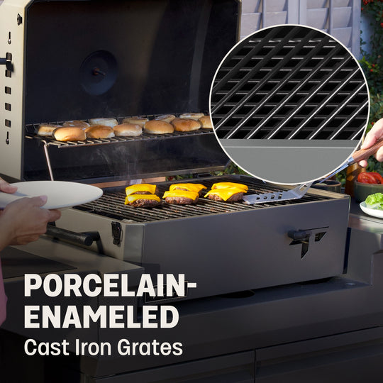 TYTUS Emberwood Charcoal Tabletop Grill with Grill and Prep Cart