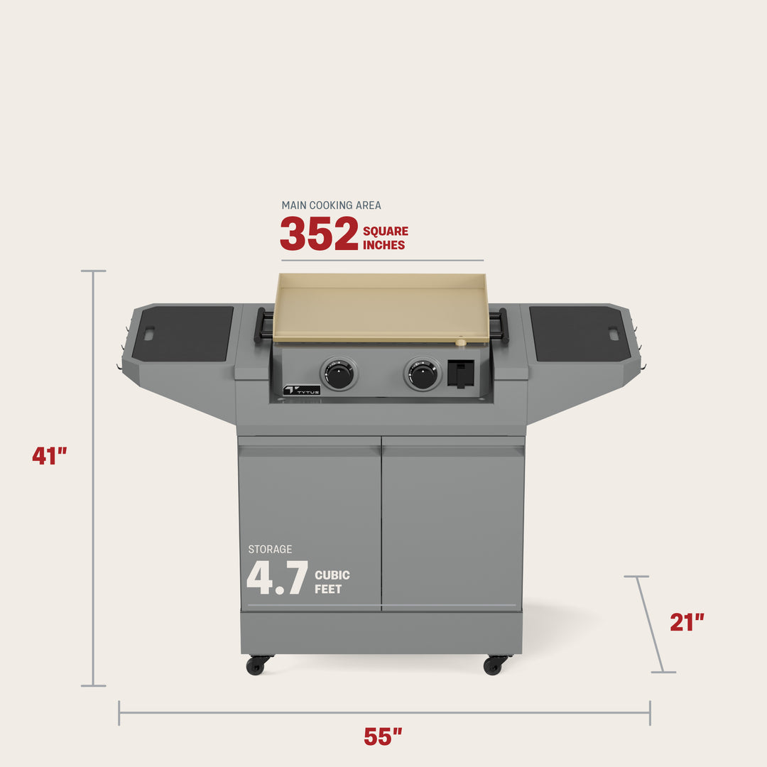 Emberwood Gas Griddle with Grill and Prep Cart