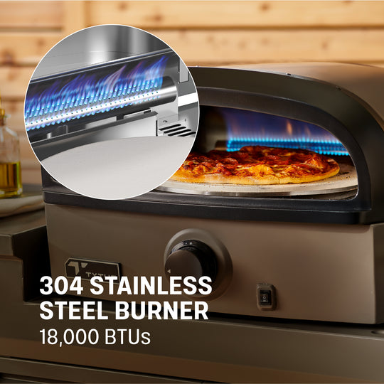 TYTUS Emberwood Gas Tabletop Pizza Oven with Grill and Prep Cart