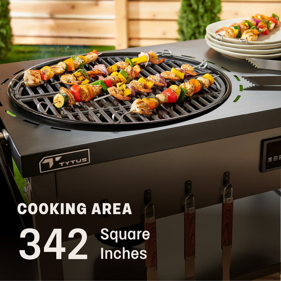 TYTUS Anaheim 21” Charcoal Kettle Grill and Cart with Storage Bag, Temperature Probes and Cover