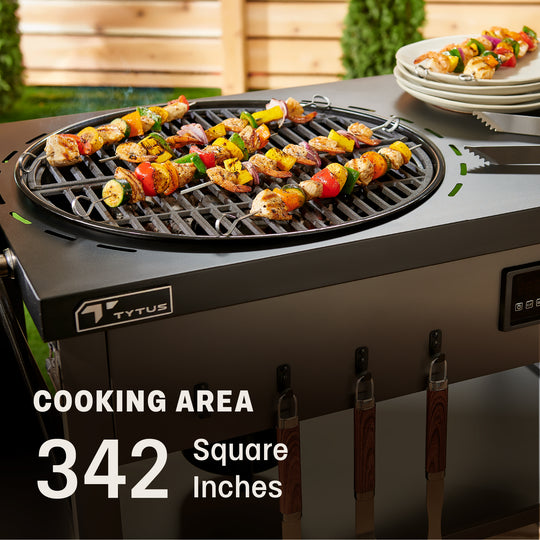 TYTUS Anaheim 21” Charcoal Kettle Grill and Cart with Storage Bag, Temperature Probes and Cover