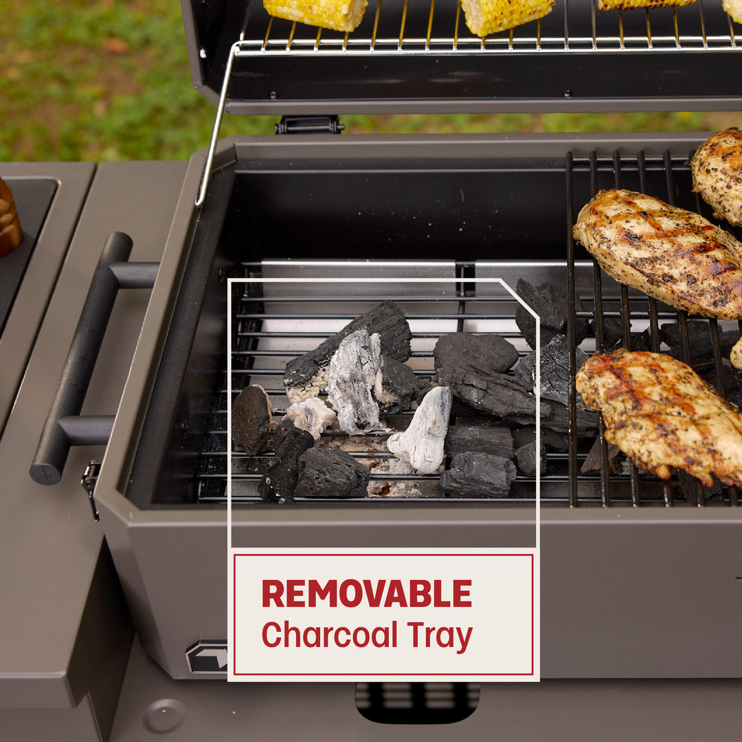 TYTUS Emberwood Charcoal Tabletop Grill with Grill and Prep Cart