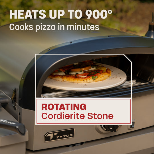TYTUS Emberwood Gas Tabletop Pizza Oven with Grill and Prep Cart