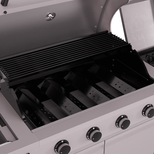 TYTUS Fresno 5-Burner LP/NG Convertible Grill in Gunmetal + Ash Stone