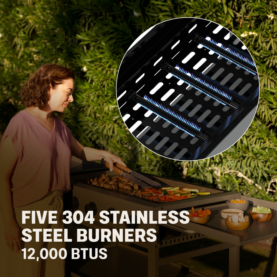 TYTUS Anaheim 5-Burner 36” Gas Griddle with Tool Set and Cover