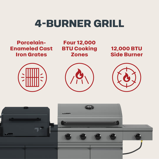 TYTUS Modular Duo with 4-Burner Gas Grill and Charcoal Grill