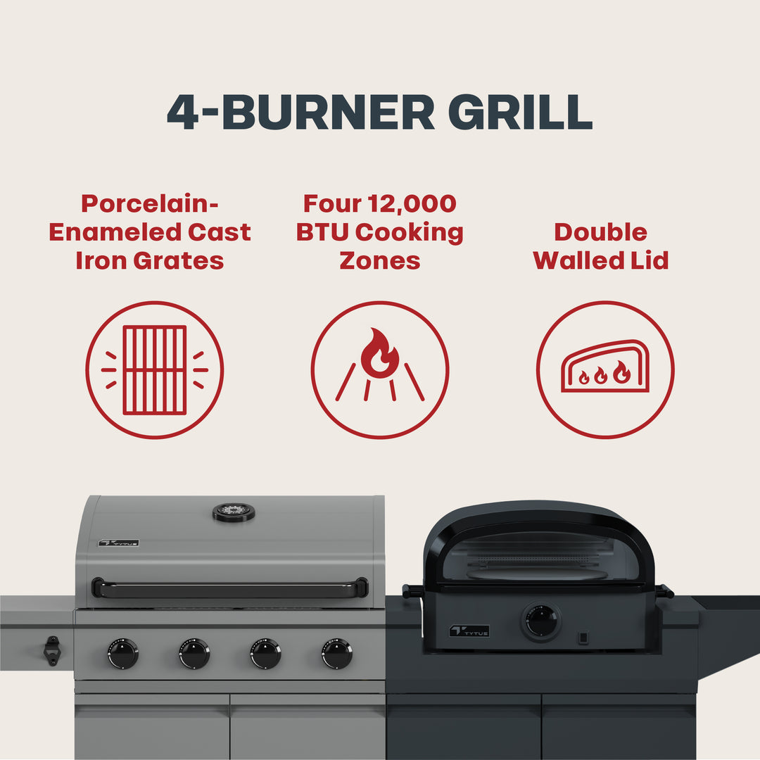 TYTUS Modular Duo with 4-Burner Gas Grill and Gas Pizza Oven