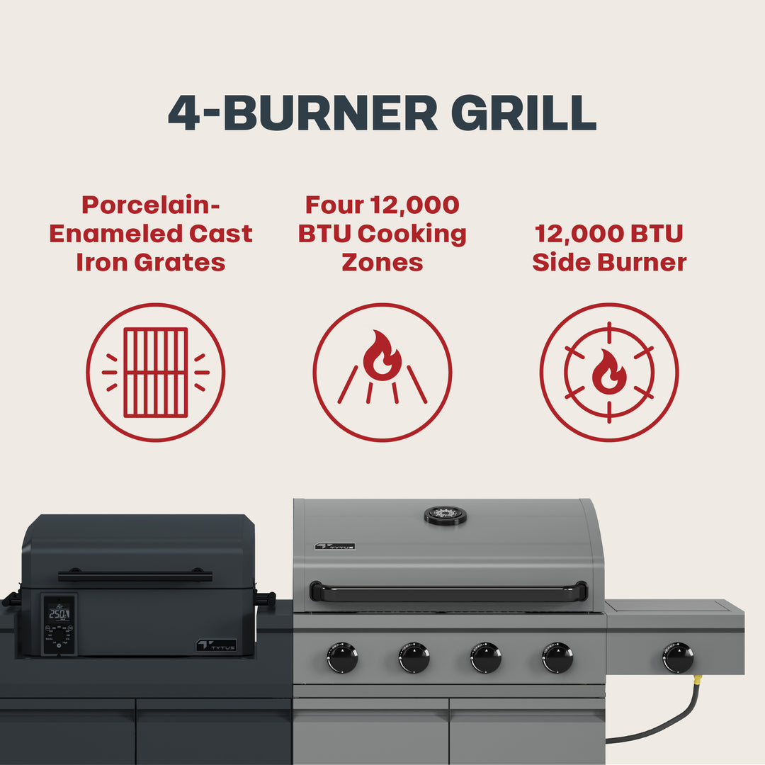TYTUS Modular Duo with 4-Burner Gas Grill and Pellet Grill