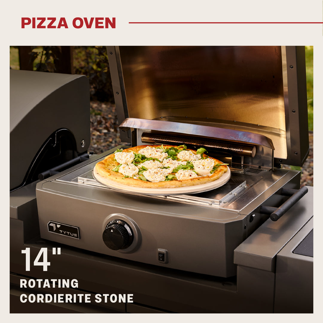 TYTUS Modular Trio with 4-Burner Gas Grill, Charcoal Grill, and Gas Pizza Oven