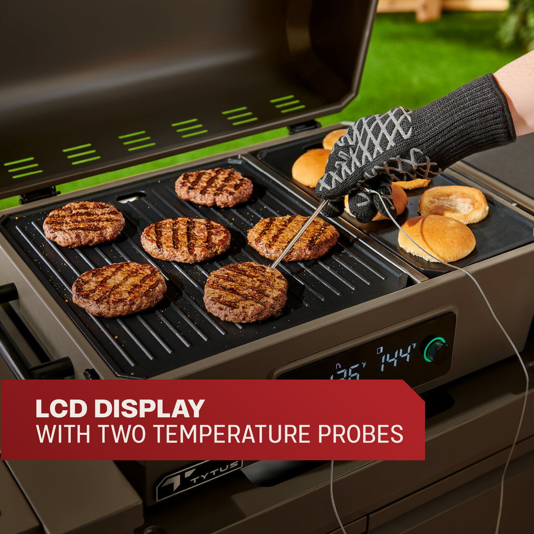 TYTUS Emberwood Electric Tabletop Grill and Griddle with Grill and Prep Cart
