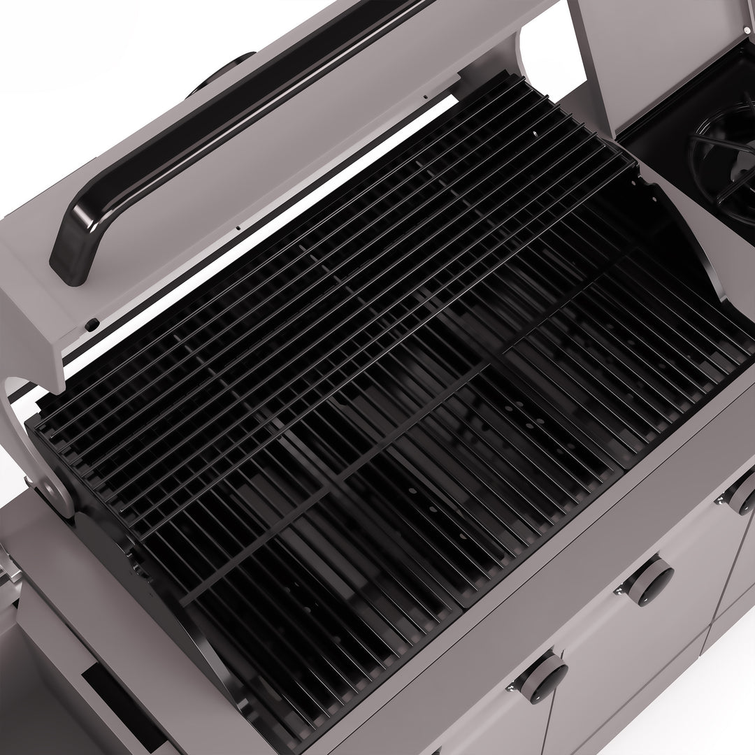 TYTUS Fresno 5-Burner LP/NG Convertible Grill in Gunmetal + Ash Stone
