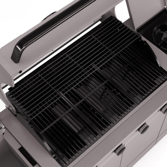 TYTUS Fresno 5-Burner LP/NG Convertible Grill in Gunmetal + Ash Stone