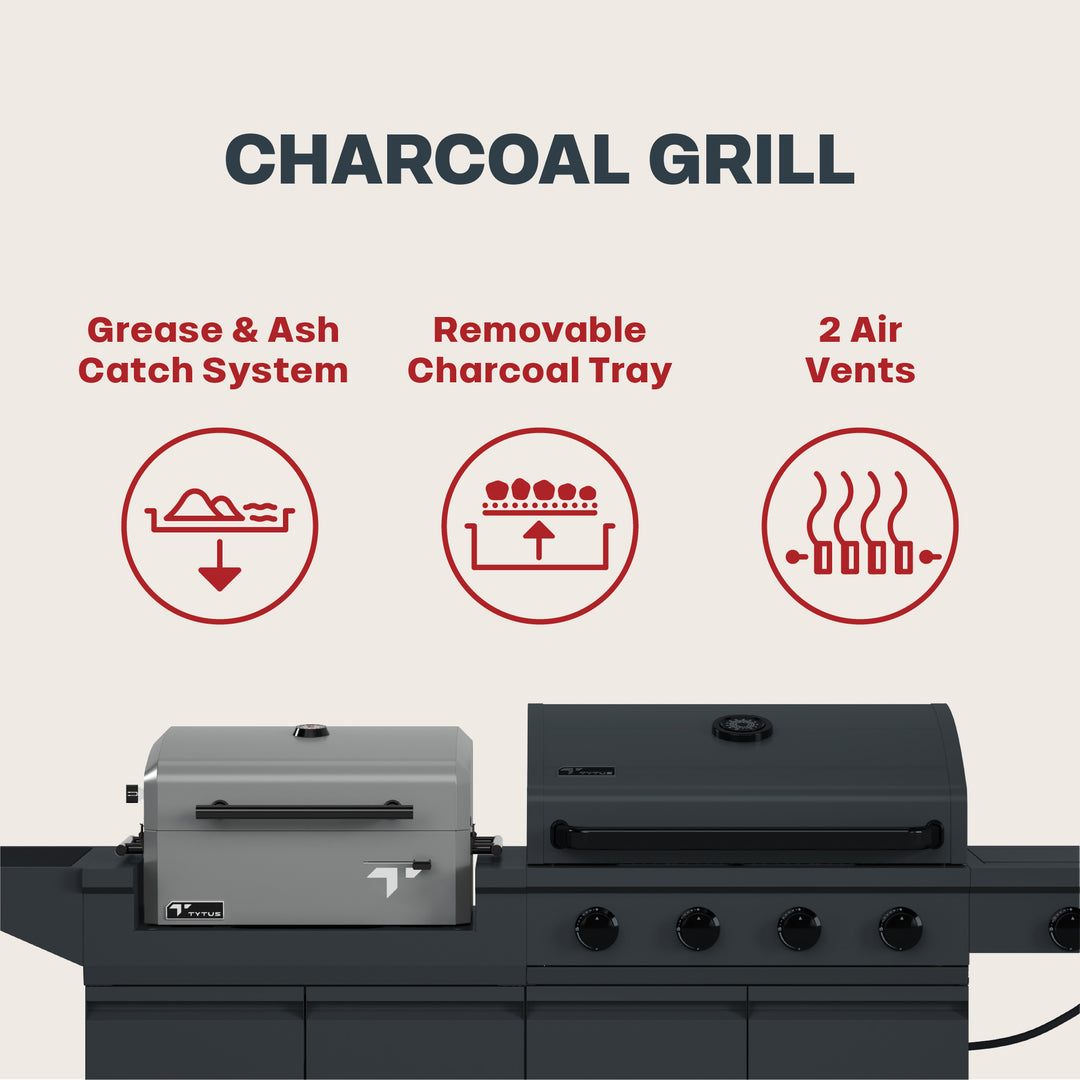 TYTUS Modular Duo with 4-Burner Gas Grill and Charcoal Grill