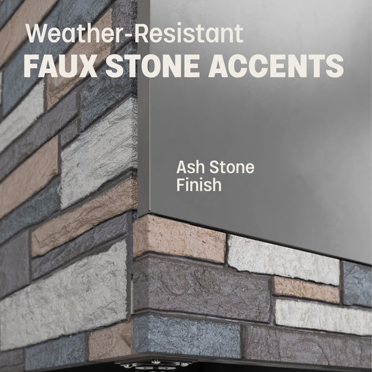 TYTUS Fresno 4-Burner Gas Grill Island with Side Burner and Ice Bucket in Gunmetal and Ash Stone