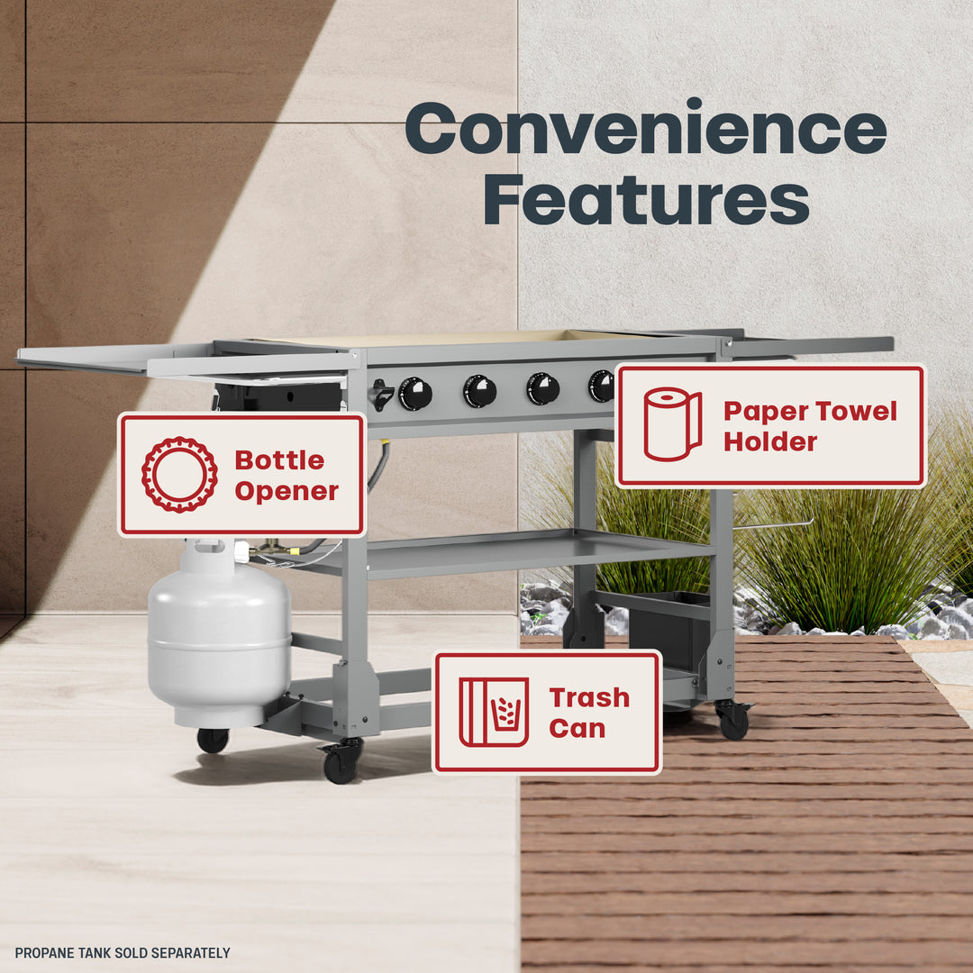 TYTUS Anaheim 5-Burner 36” Gas Griddle with Tool Set and Cover