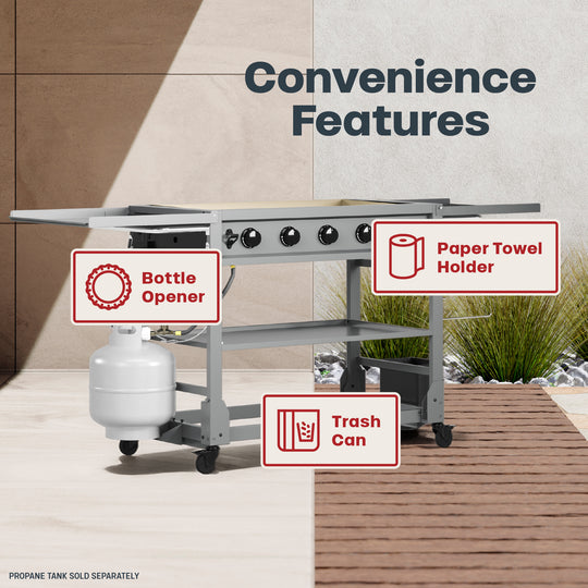 TYTUS Anaheim 5-Burner 36” Gas Griddle with Tool Set and Cover