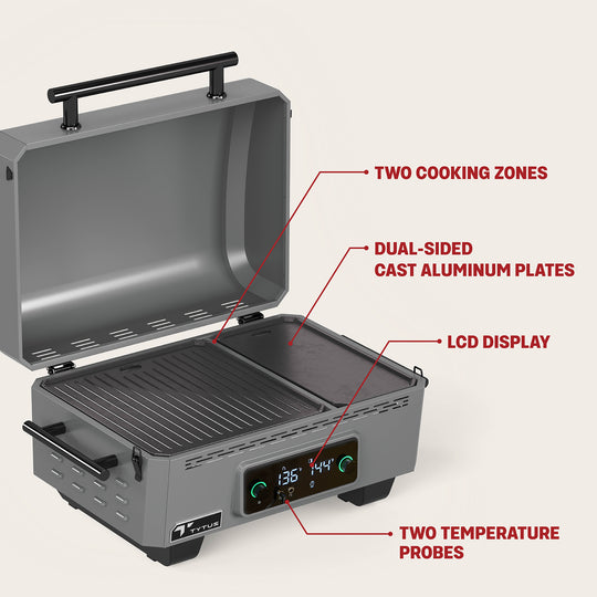 TYTUS Emberwood Electric Tabletop Grill and Griddle