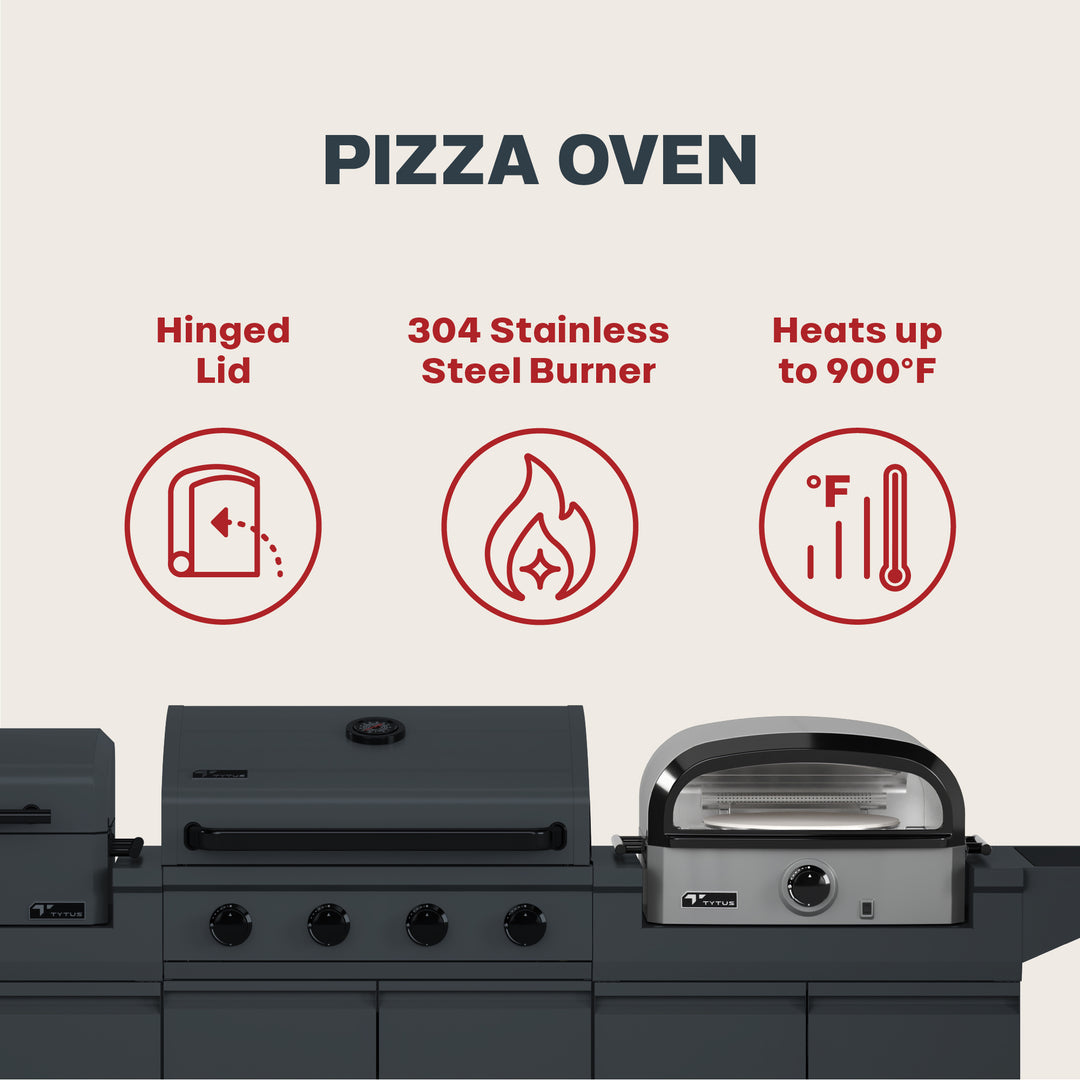 TYTUS Modular Trio with 4-Burner Gas Grill, Pellet Grill and Gas Pizza Oven