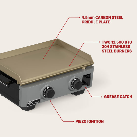 TYTUS Emberwood 2-Burner 22” Gas Tabletop Griddle