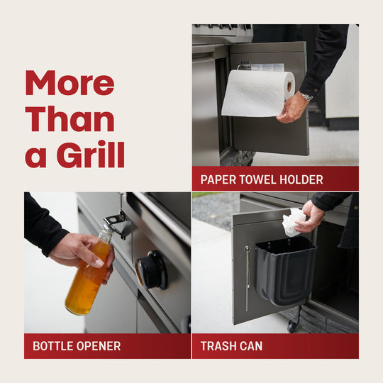 TYTUS Fresno 4-Burner Gas Grill Island with Side Burner and Ice Bucket in Gunmetal Gray