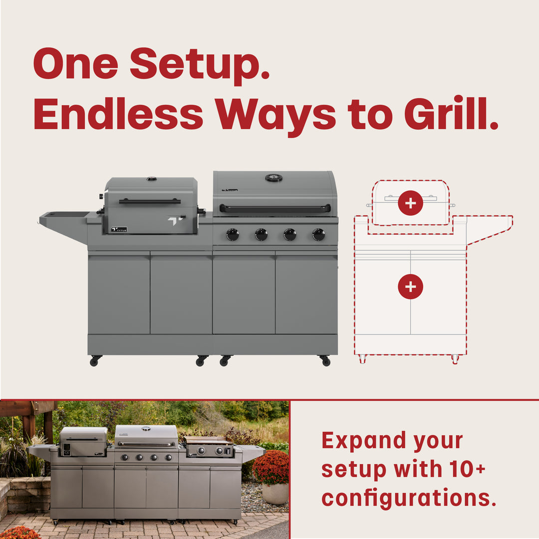 TYTUS Modular Duo with 4-Burner Gas Grill and Charcoal Grill