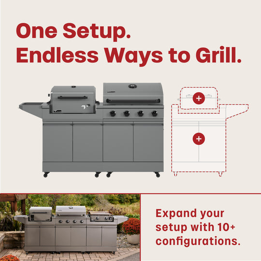 TYTUS Modular Duo with 4-Burner Gas Grill and Charcoal Grill