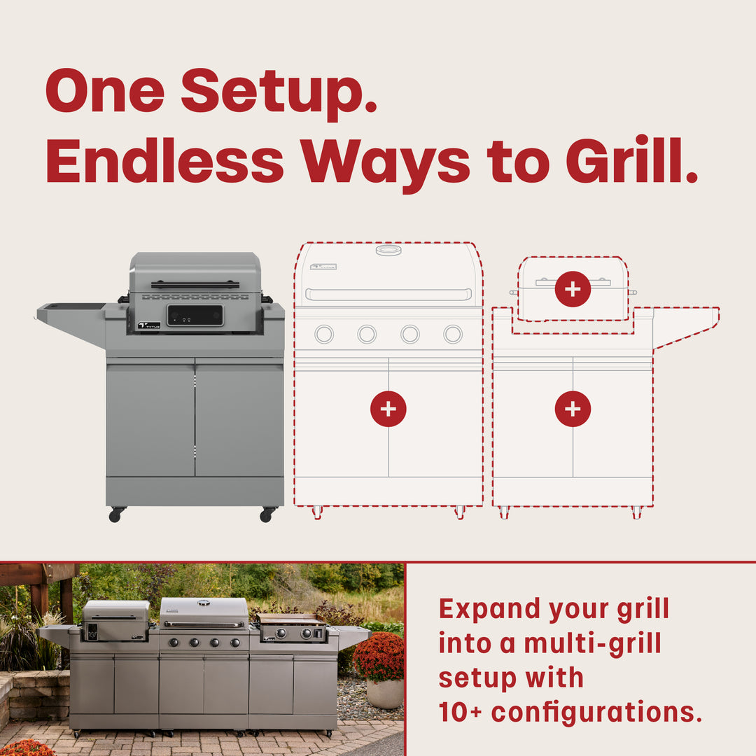 TYTUS Emberwood Electric Tabletop Grill and Griddle with Grill and Prep Cart
