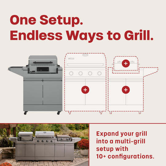 TYTUS Emberwood Electric Tabletop Grill and Griddle with Grill and Prep Cart