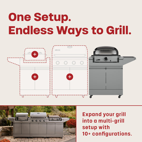 TYTUS Emberwood Gas Tabletop Pizza Oven with Grill and Prep Cart