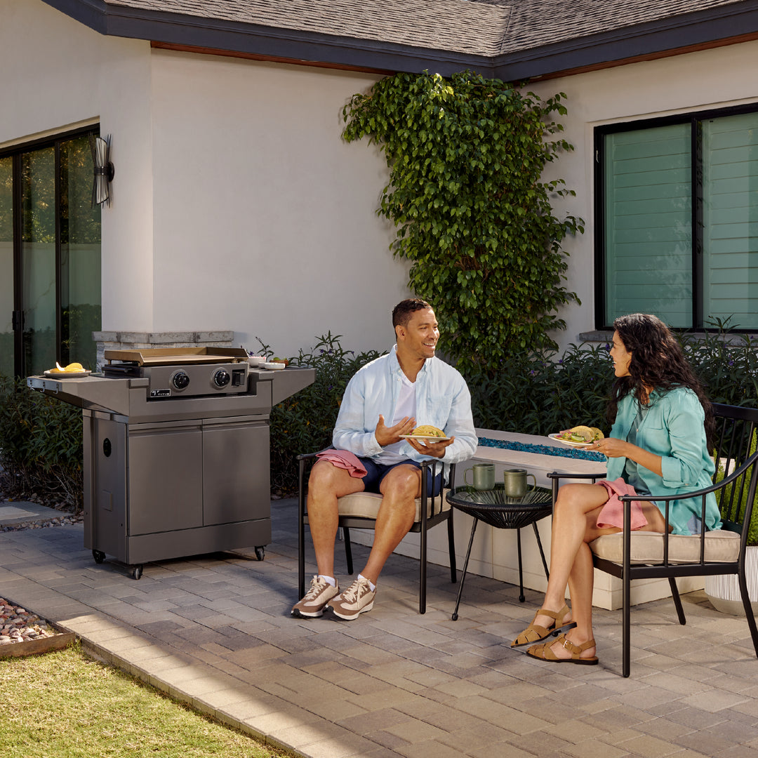 TYTUS Emberwood 2-Burner 22” Gas Tabletop Griddle with Grill and Prep Cart