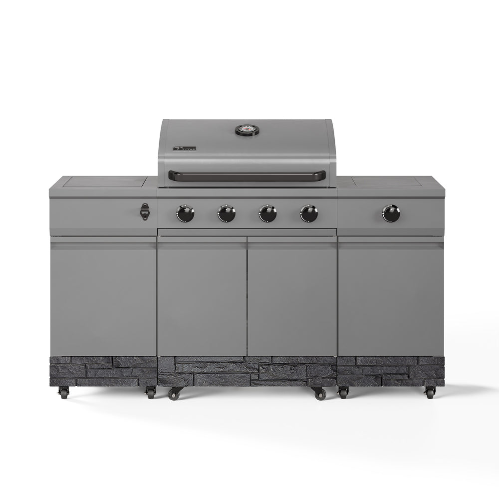 TYTUS Fresno 5-Burner LP/NG Convertible Grill in Gunmetal + Graphite Stone