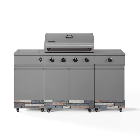 TYTUS Fresno 5-Burner LP/NG Convertible Grill in Gunmetal + Ash Stone