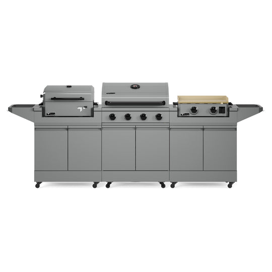 TYTUS Modular Trio with 4-Burner Gas Grill, Charcoal Grill and 2-Burner Gas Griddle